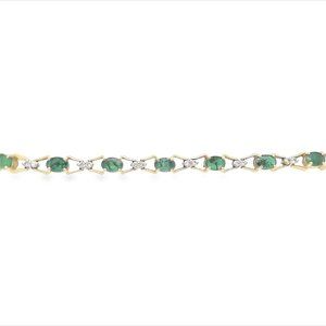 14k Yellow Gold Emerald and Diamond Bracelet